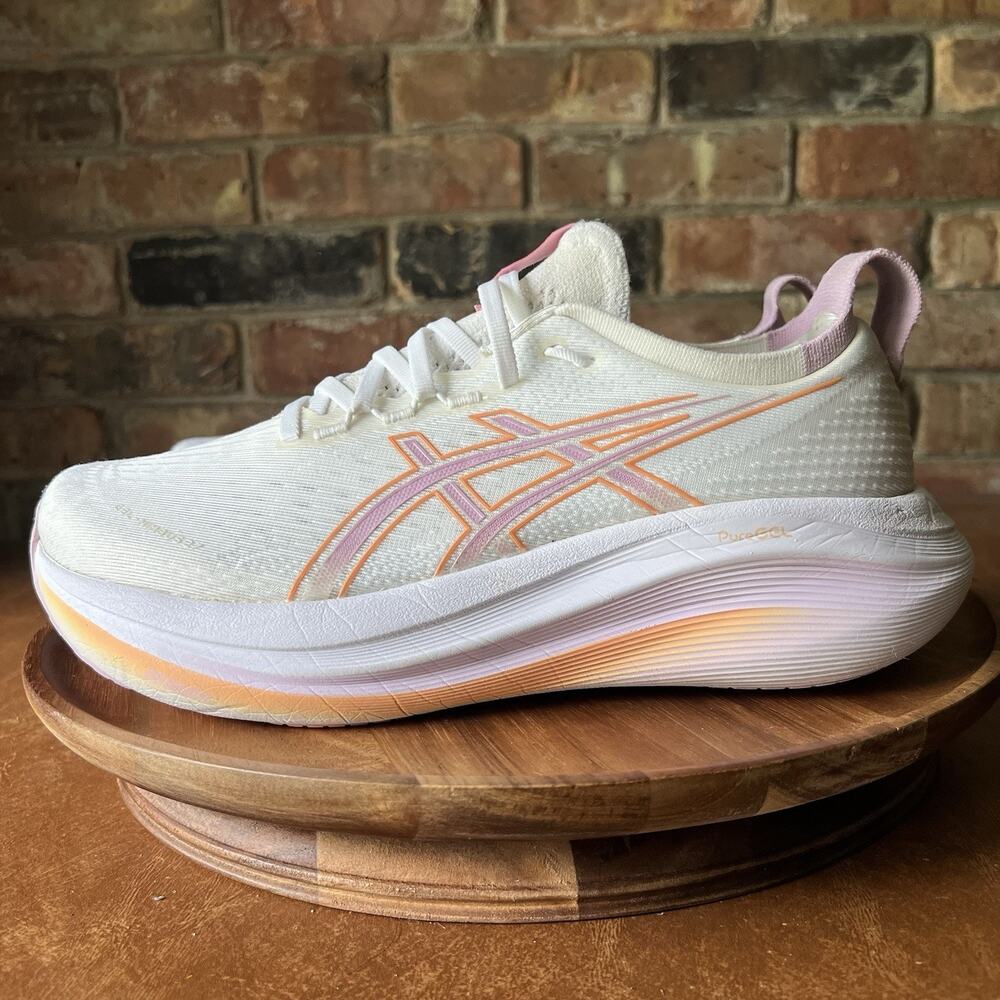 ASICS Gel-Nimbus 27 Max Cushion White Lavender Womens 9.5 Running Shoes Sneakers